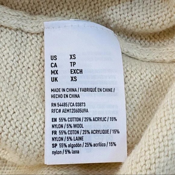 American Eagle Outfitters Preppy Cream Black Striped Oversize Sweater (size XS) - Picture 5 of 7